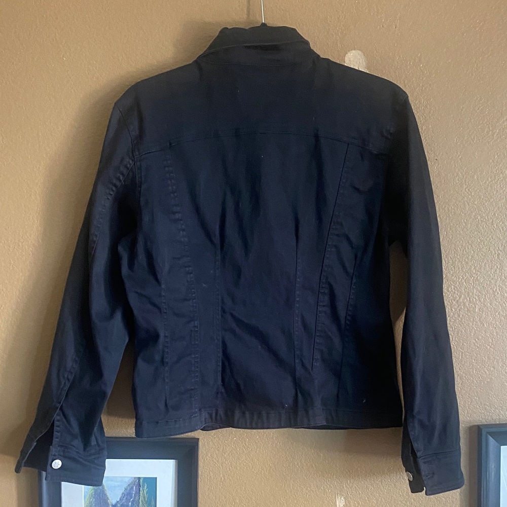 Live a Little Black Denim Jacket with Button Front country cowgirl western - Picture 6 of 11